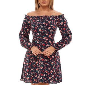 B. Darlin Women's Navy Blue & Red Off-The-Shoulder A-Line Dress Size 13/14 NWT